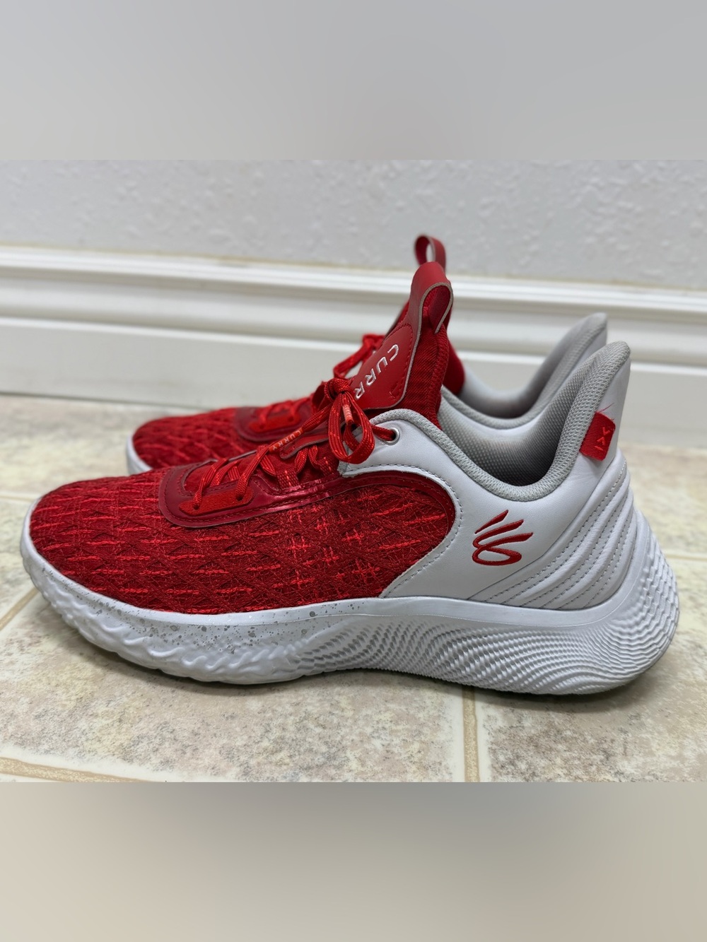 Under Armour Curry Flow 8 Basketball Shoes Red White Men’s Size 11